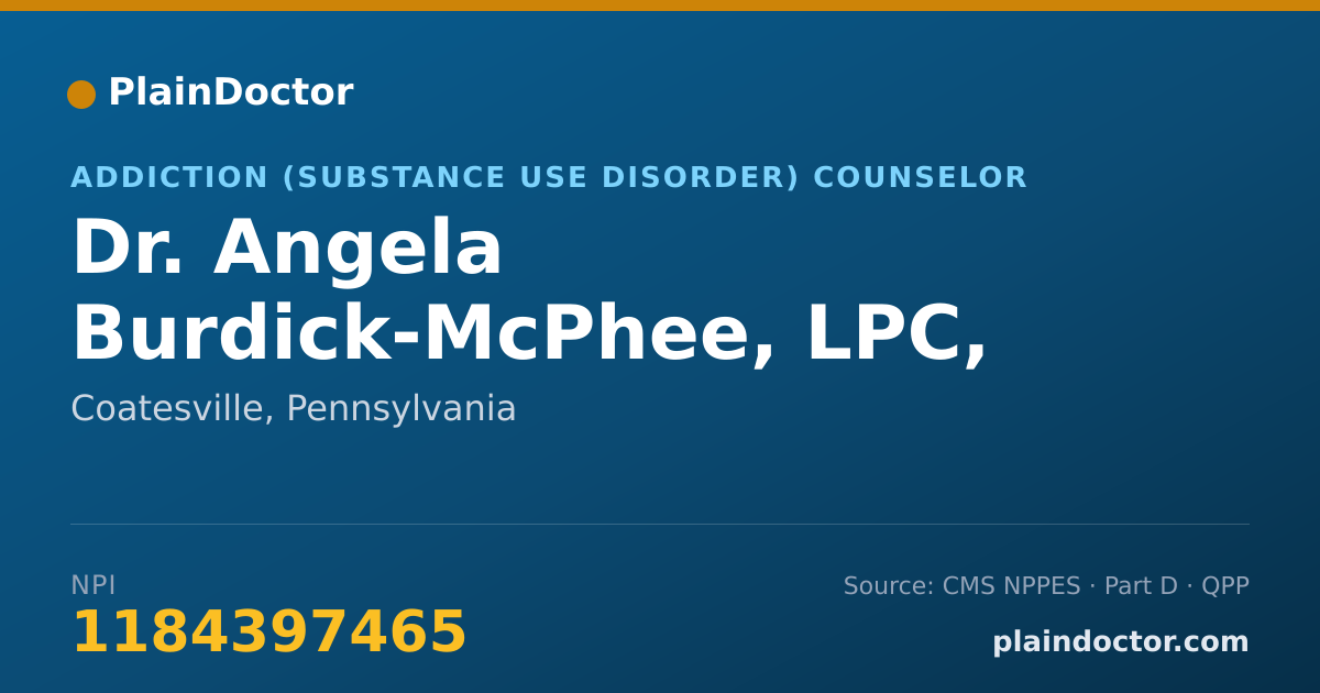 Shareable card for Angela Burdick-McPhee, LPC, LCADC, CAADC - Addiction (Substance Use Disorder) Counselor, Coatesville, PA