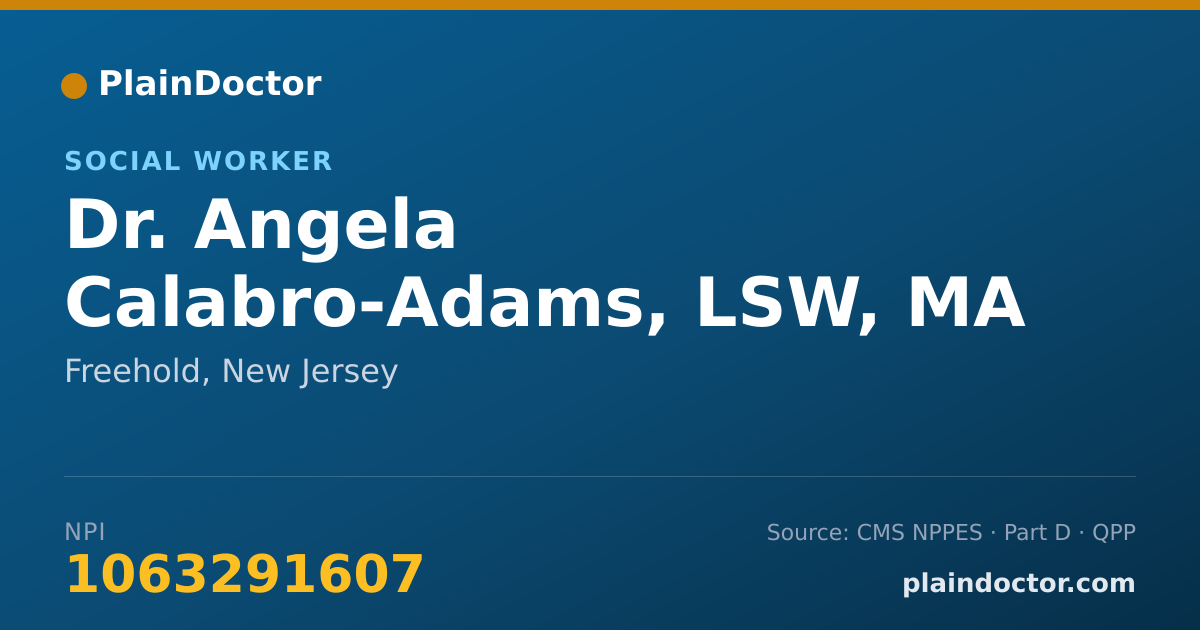 Shareable card for Angela Calabro-Adams, LSW, MA - Social Worker, Freehold, NJ