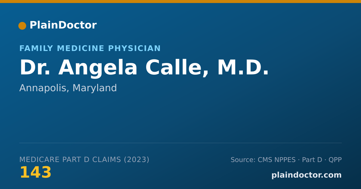 Shareable card for Angela Calle, M.D. - Family Medicine Physician, Annapolis, MD