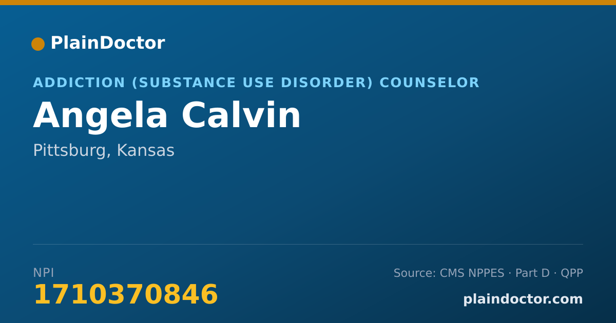 Shareable card for Angela Calvin - Addiction (Substance Use Disorder) Counselor, Pittsburg, KS