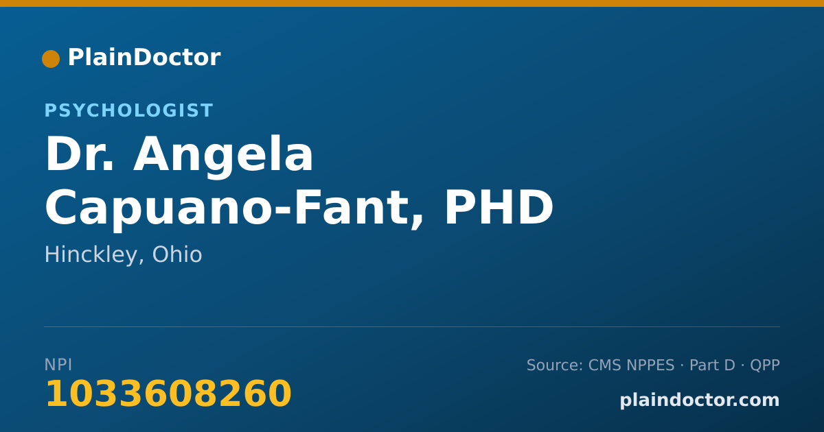 Shareable card for Angela Capuano-Fant, PHD - Psychologist, Hinckley, OH