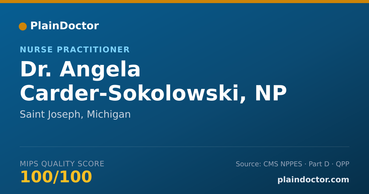 Shareable card for Angela Carder-Sokolowski, NP - Nurse Practitioner, Saint Joseph, MI