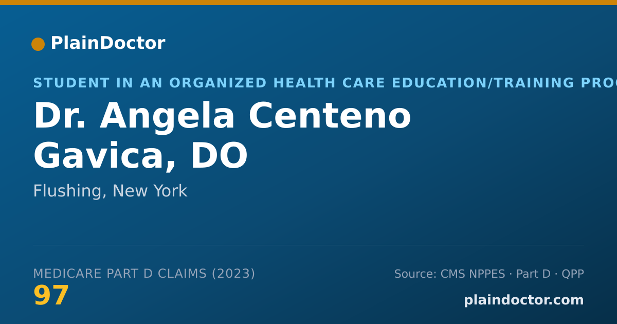 Shareable card for Angela Centeno Gavica, DO - Student in an Organized Health Care Education/Training Program, Flushing, NY