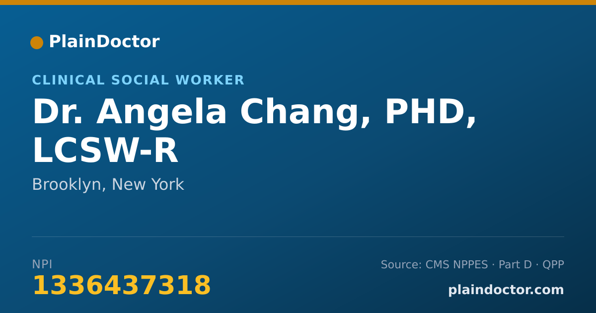 Shareable card for Angela Chang, PHD, LCSW-R - Clinical Social Worker, Brooklyn, NY