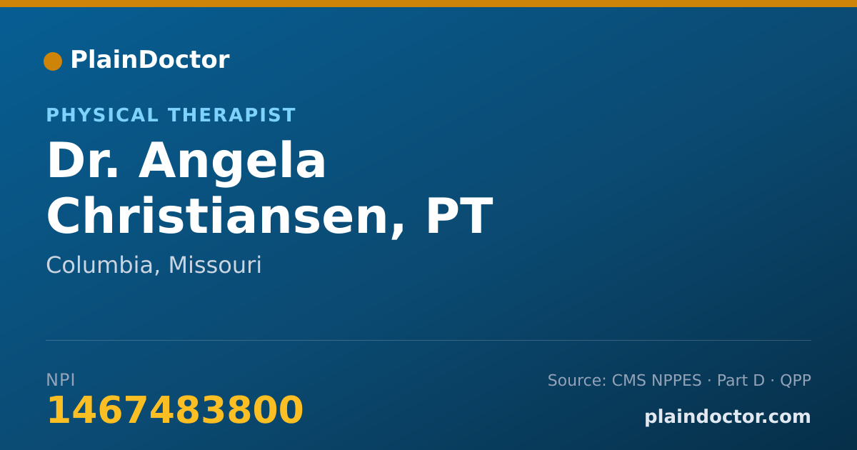 Shareable card for Angela Christiansen, PT - Physical Therapist, Columbia, MO