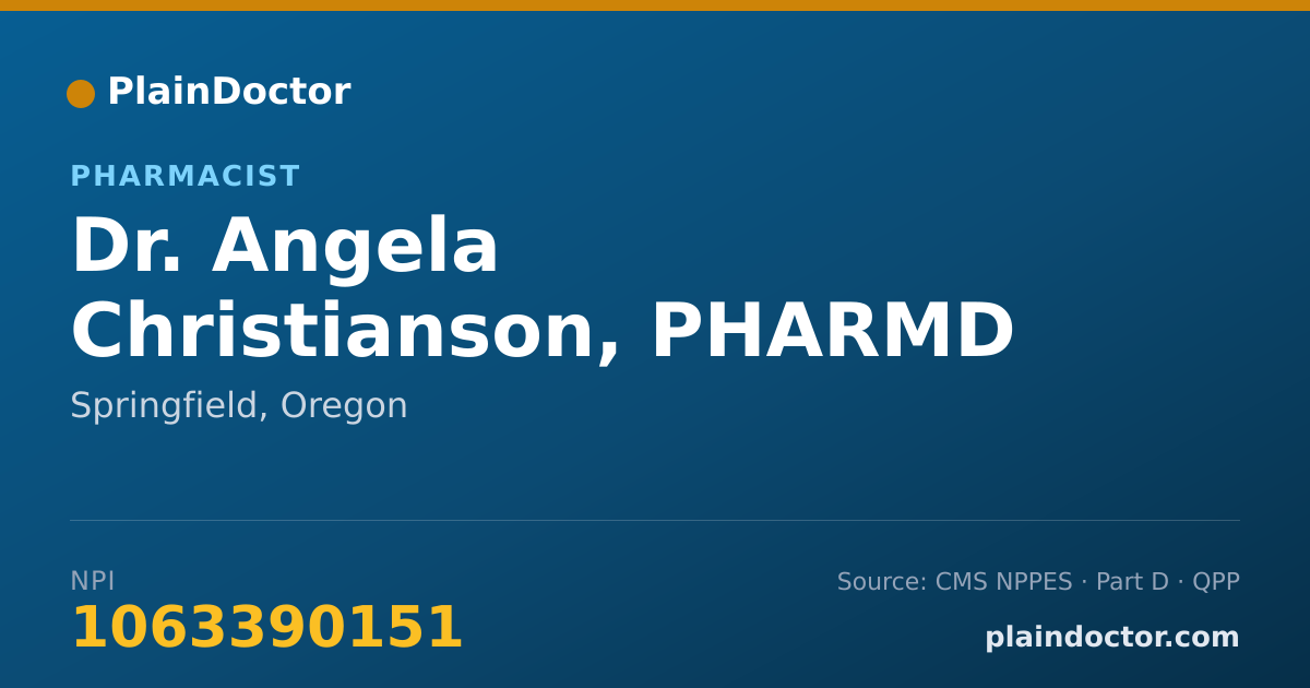 Shareable card for Angela Christianson, PHARMD - Pharmacist, Springfield, OR