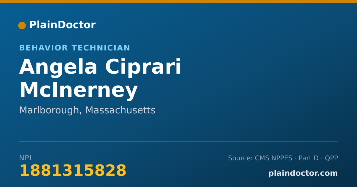 Shareable card for Angela Ciprari McInerney - Behavior Technician, Marlborough, MA