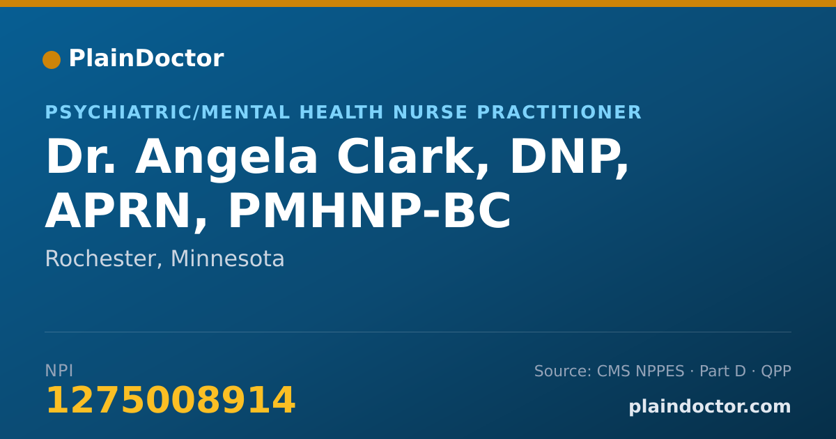Shareable card for Angela Clark, DNP, APRN, PMHNP-BC - Psychiatric/Mental Health Nurse Practitioner, Rochester, MN