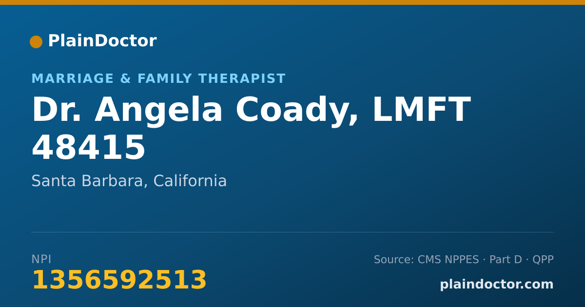 Shareable card for Angela Coady, LMFT 48415 - Marriage & Family Therapist, Santa Barbara, CA