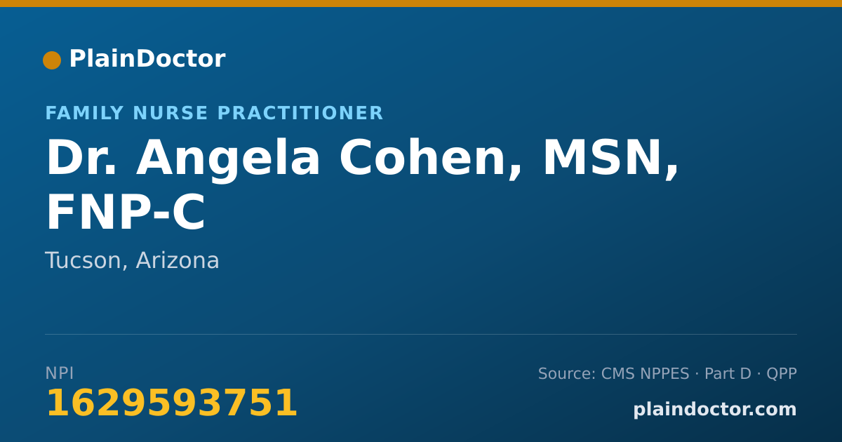 Shareable card for Angela Cohen, MSN, FNP-C - Family Nurse Practitioner, Tucson, AZ