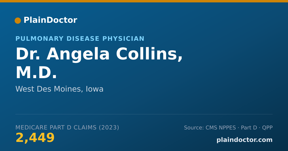 Shareable card for Angela Collins, M.D. - Pulmonary Disease Physician, West Des Moines, IA