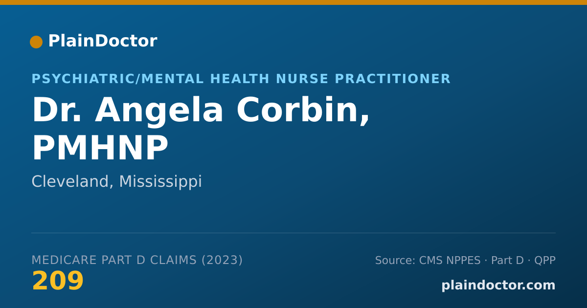 Shareable card for Angela Corbin, PMHNP - Psychiatric/Mental Health Nurse Practitioner, Cleveland, MS