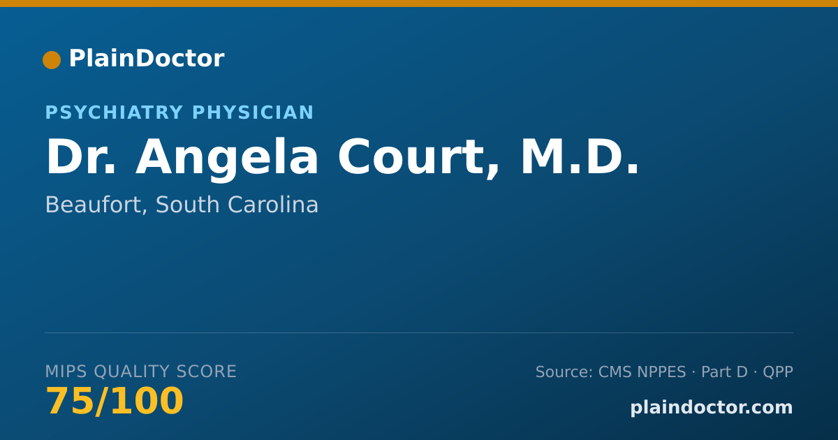 Shareable card for Angela Court, M.D. - Psychiatry Physician, Beaufort, SC
