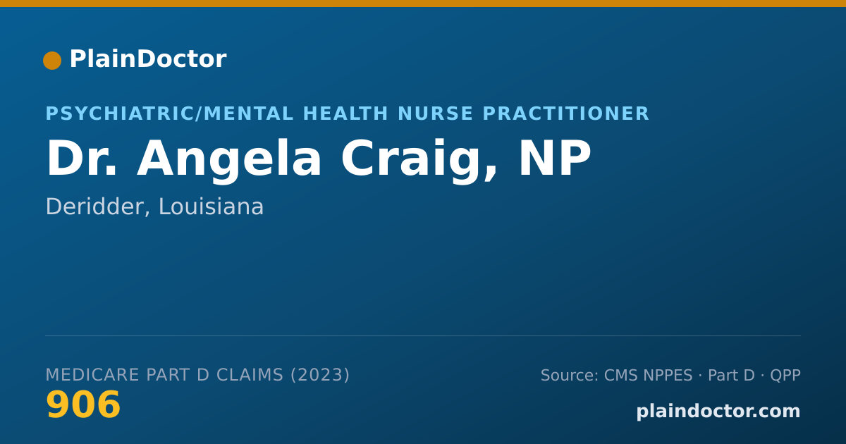 Shareable card for Angela Craig, NP - Psychiatric/Mental Health Nurse Practitioner, Deridder, LA