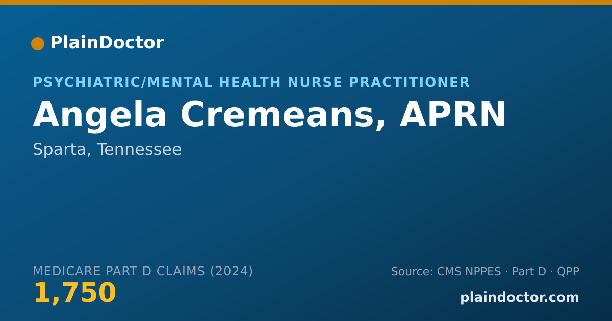 Shareable card for Angela Cremeans, APRN - Psychiatric/Mental Health Nurse Practitioner, Sparta, TN