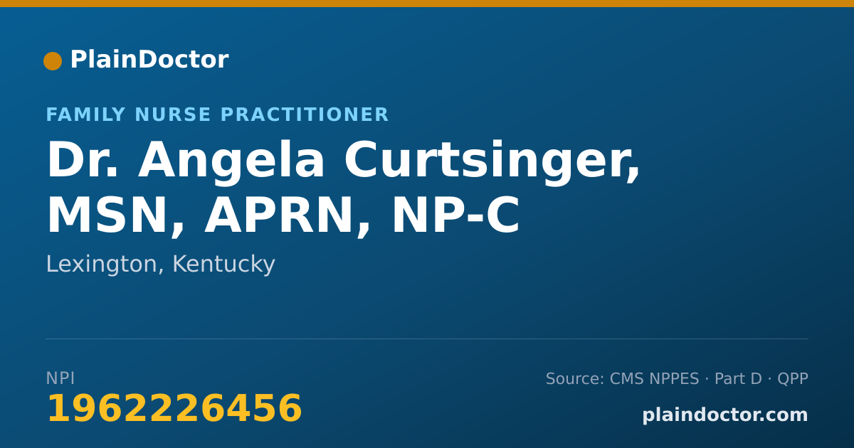 Shareable card for Angela Curtsinger, MSN, APRN, NP-C - Family Nurse Practitioner, Lexington, KY