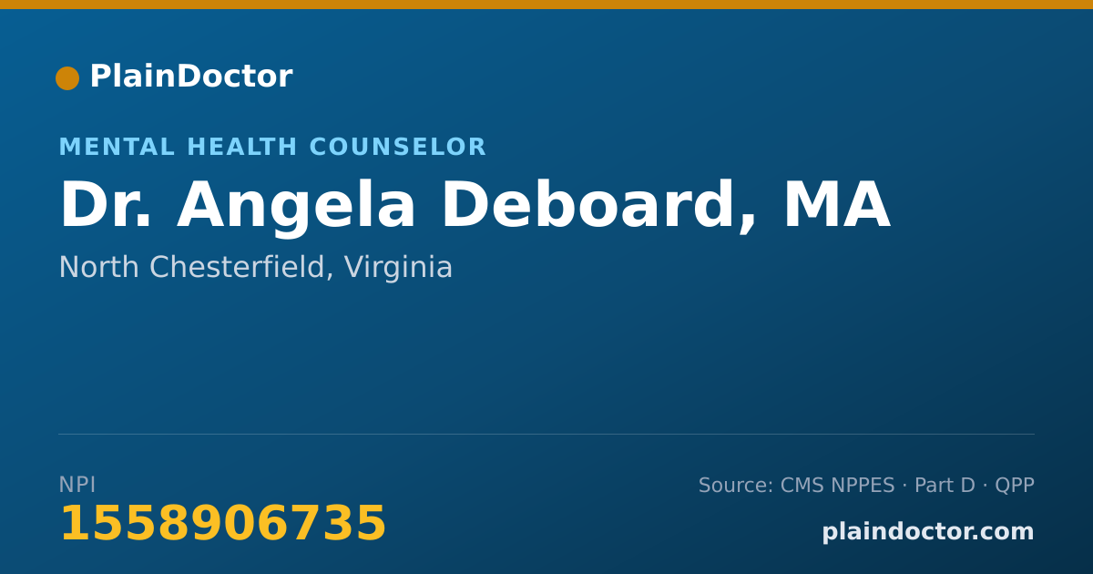 Shareable card for Angela Deboard, MA - Mental Health Counselor, North Chesterfield, VA
