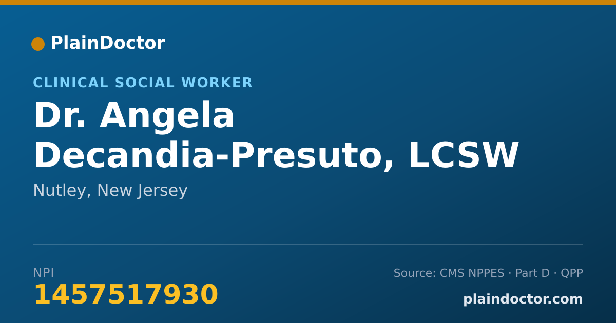 Shareable card for Angela Decandia-Presuto, LCSW - Clinical Social Worker, Nutley, NJ