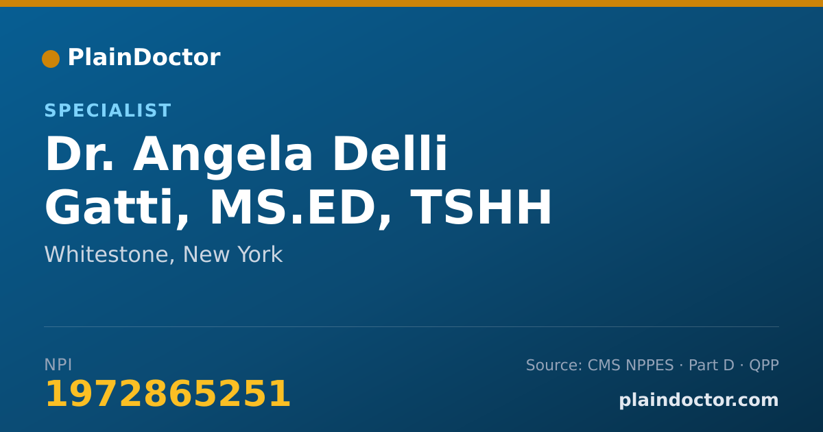 Shareable card for Angela Delli Gatti, MS.ED, TSHH - Specialist, Whitestone, NY
