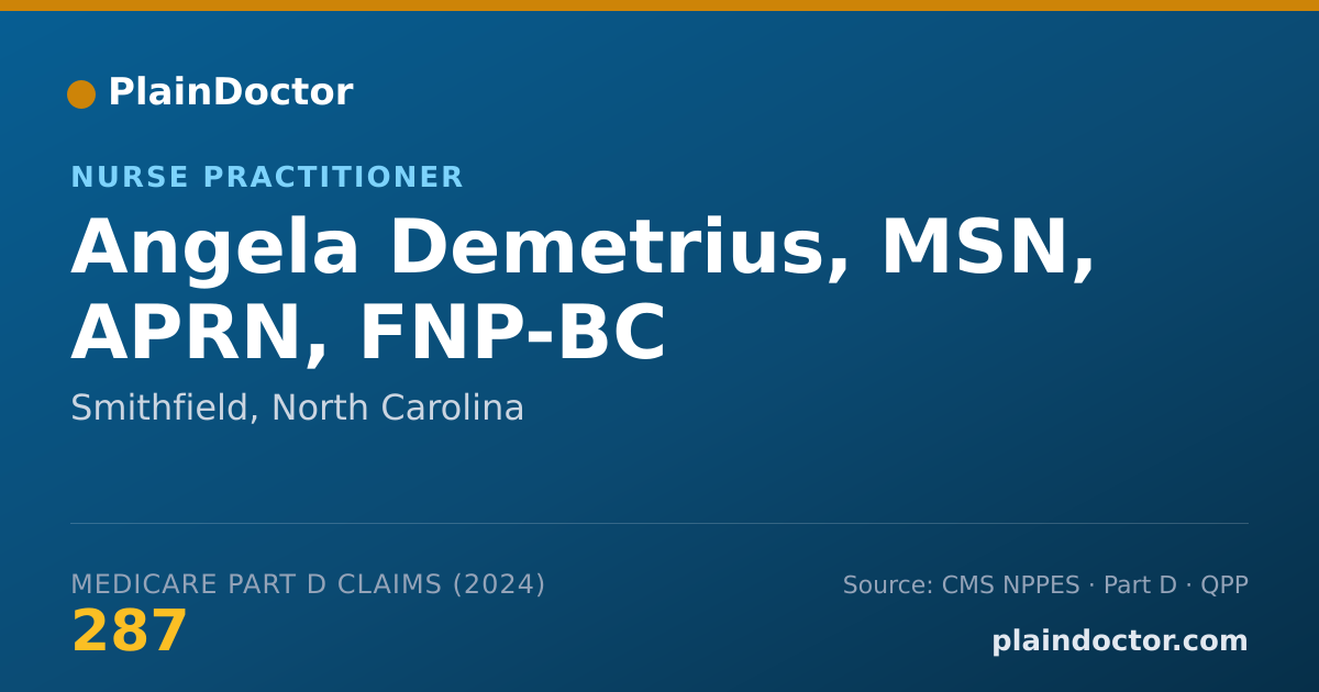 Shareable card for Angela Demetrius, MSN, APRN, FNP-BC - Nurse Practitioner, Smithfield, NC