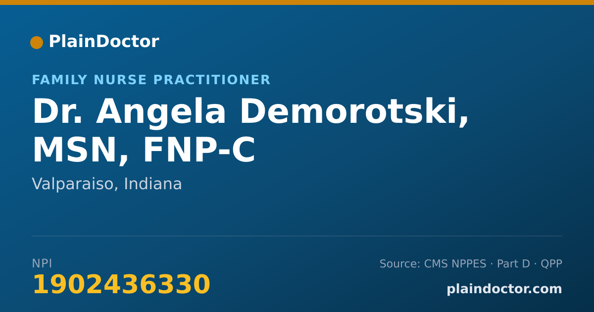 Shareable card for Angela Demorotski, MSN, FNP-C - Family Nurse Practitioner, Valparaiso, IN