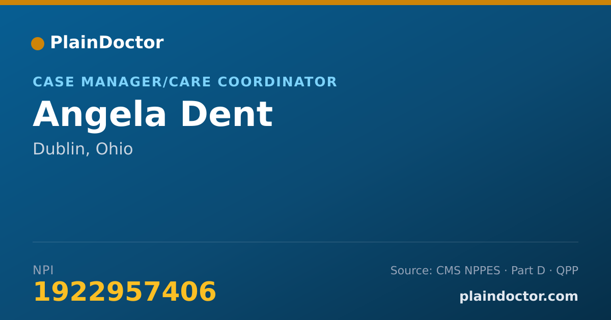 Shareable card for Angela Dent - Case Manager/Care Coordinator, Dublin, OH