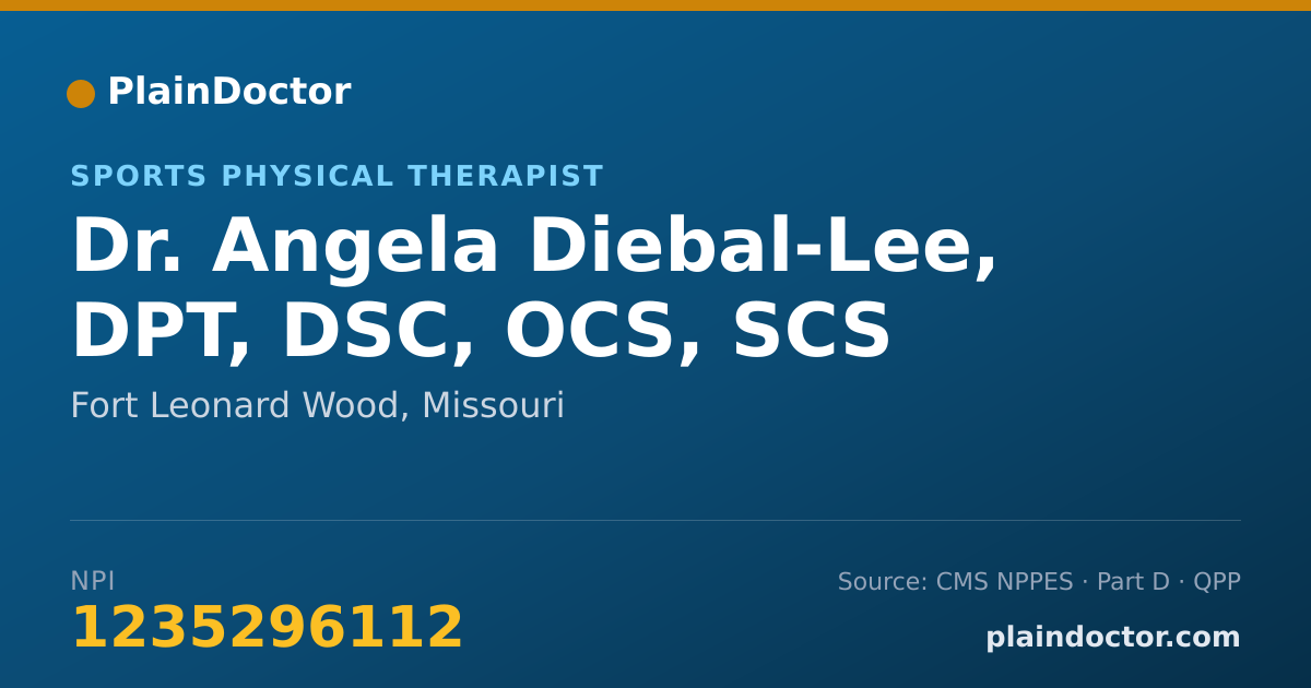Shareable card for Angela Diebal-Lee, DPT, DSC, OCS, SCS - Sports Physical Therapist, Fort Leonard Wood, MO