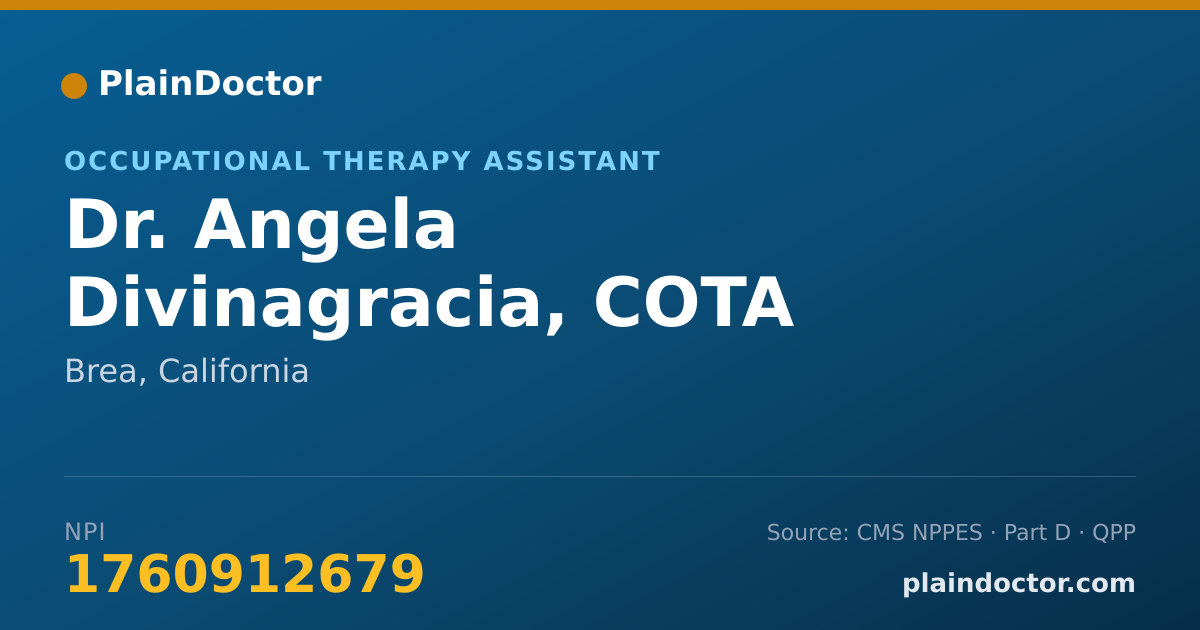 Shareable card for Angela Divinagracia, COTA - Occupational Therapy Assistant, Brea, CA