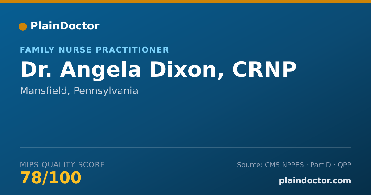 Shareable card for Angela Dixon, CRNP - Family Nurse Practitioner, Mansfield, PA