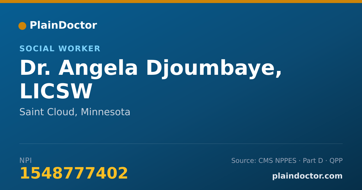 Shareable card for Angela Djoumbaye, LICSW - Social Worker, Saint Cloud, MN