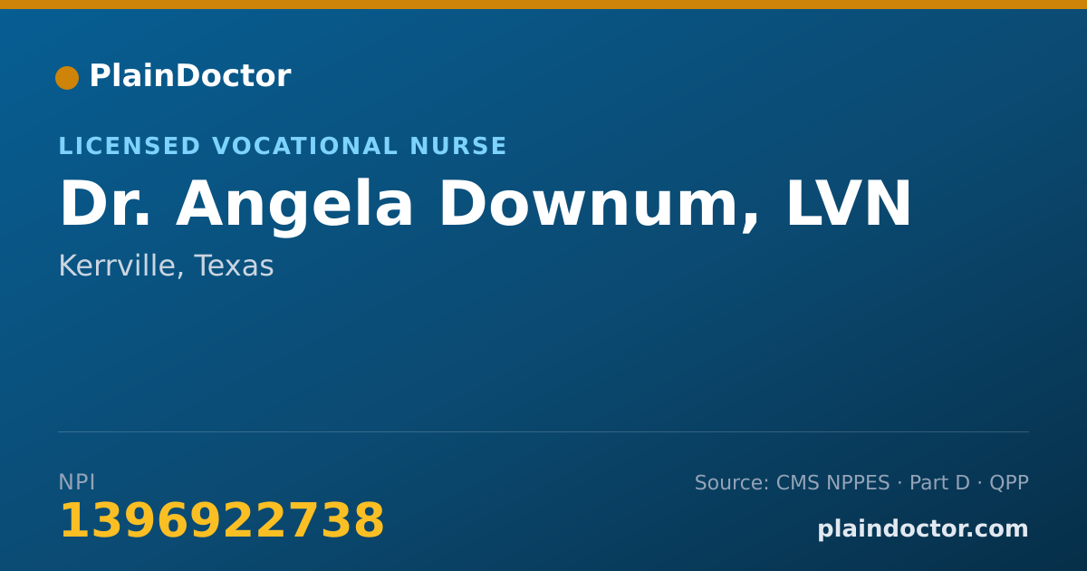 Shareable card for Angela Downum, LVN - Licensed Vocational Nurse, Kerrville, TX
