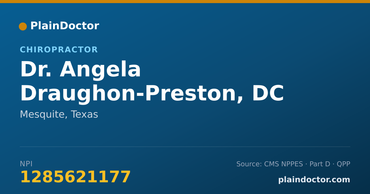 Shareable card for Angela Draughon-Preston, DC - Chiropractor, Mesquite, TX