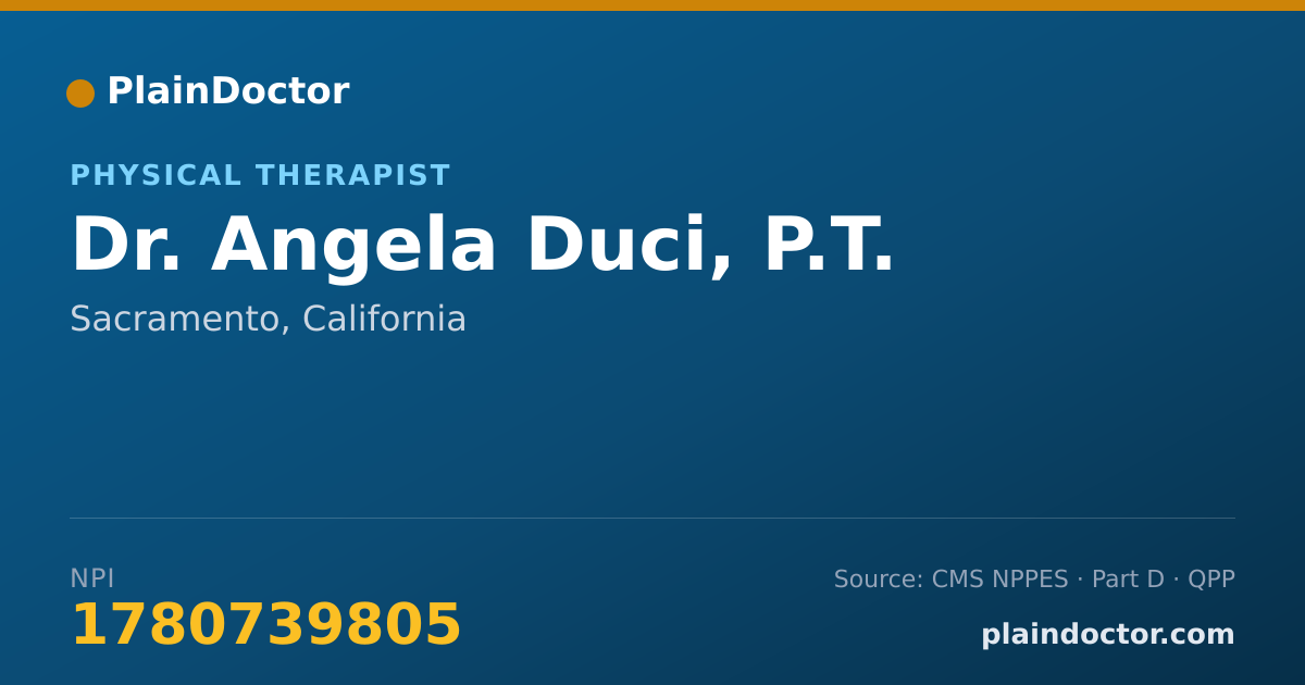 Shareable card for Angela Duci, P.T. - Physical Therapist, Sacramento, CA
