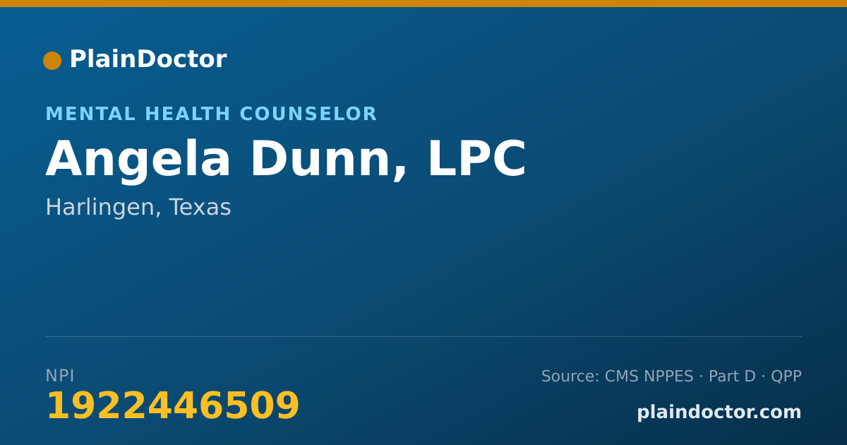 Shareable card for Angela Dunn, LPC - Mental Health Counselor, Harlingen, TX