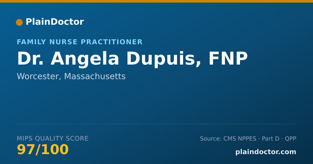Shareable card for Angela Dupuis, FNP - Family Nurse Practitioner, Worcester, MA