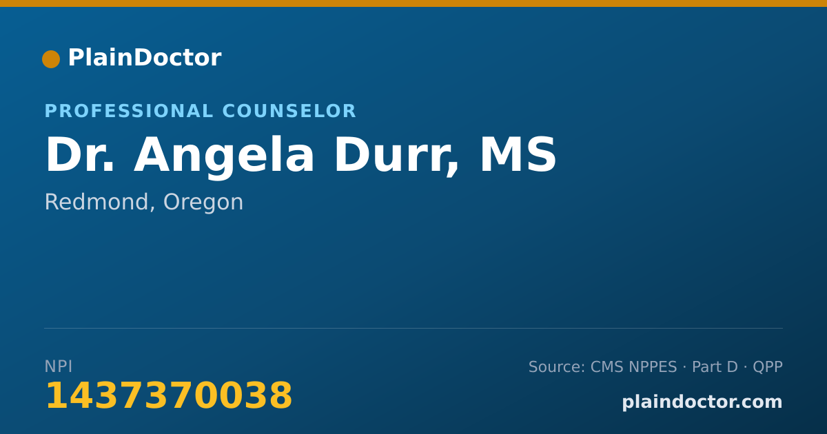 Shareable card for Angela Durr, MS - Professional Counselor, Redmond, OR