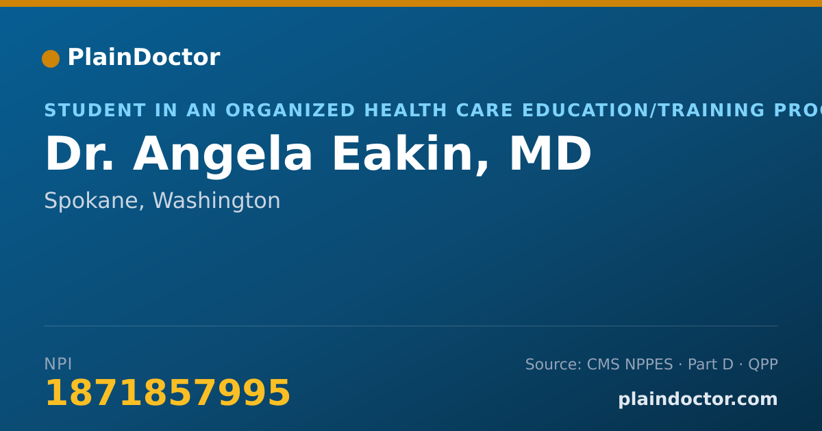 Shareable card for Angela Eakin, MD - Student in an Organized Health Care Education/Training Program, Spokane, WA