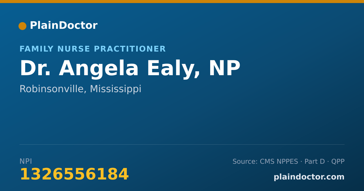 Shareable card for Angela Ealy, NP - Family Nurse Practitioner, Robinsonville, MS