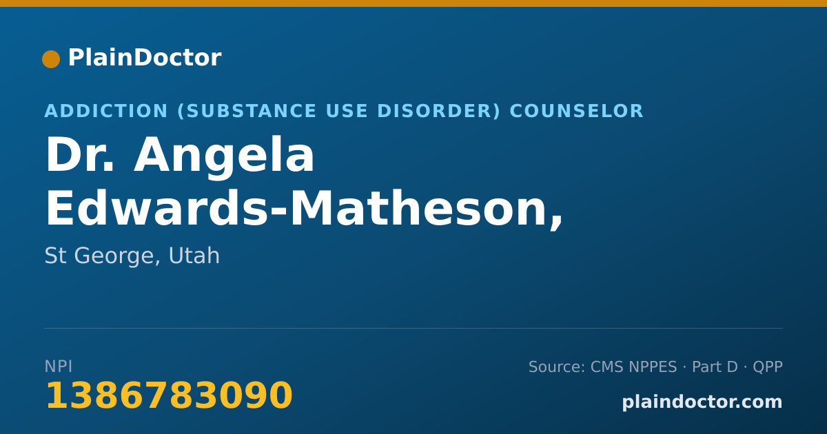 Shareable card for Angela Edwards-Matheson, ASUDC, LCMHC - Addiction (Substance Use Disorder) Counselor, St George, UT