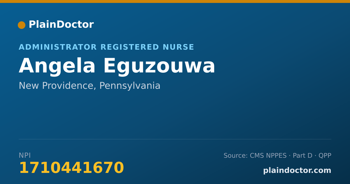 Shareable card for Angela Eguzouwa - Administrator Registered Nurse, New Providence, PA