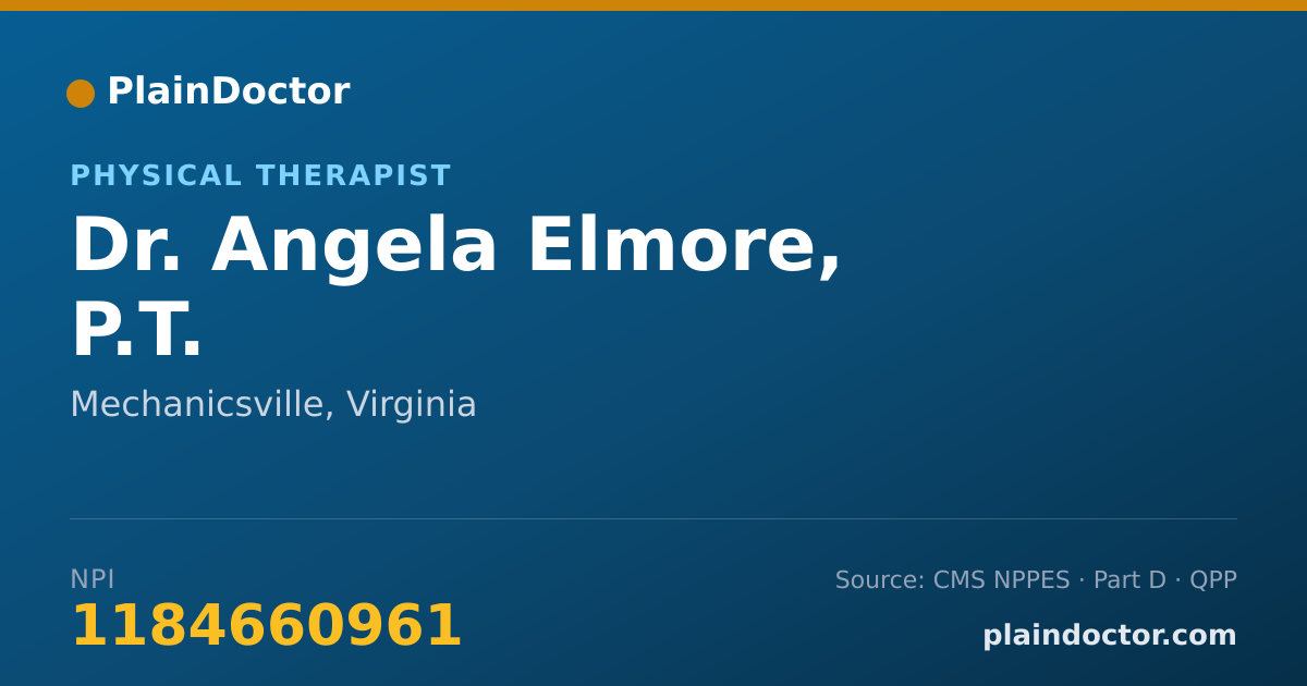 Shareable card for Angela Elmore, P.T. - Physical Therapist, Mechanicsville, VA