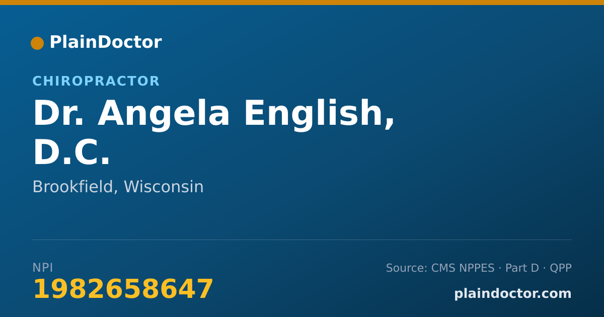 Shareable card for Angela English, D.C. - Chiropractor, Brookfield, WI