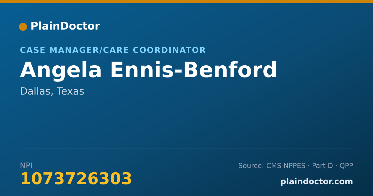 Shareable card for Angela Ennis-Benford - Case Manager/Care Coordinator, Dallas, TX