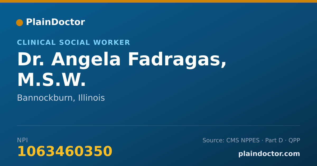 Shareable card for Angela Fadragas, M.S.W. - Clinical Social Worker, Bannockburn, IL