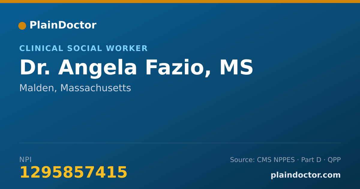 Shareable card for Angela Fazio, MS - Clinical Social Worker, Malden, MA