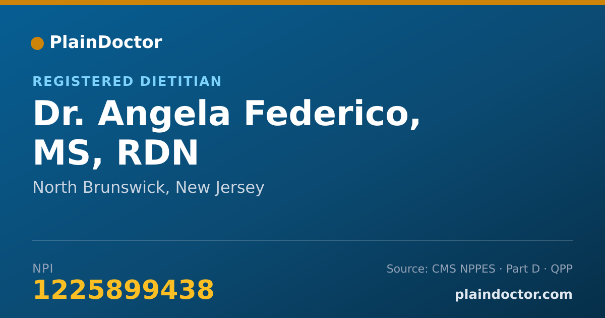 Shareable card for Angela Federico, MS, RDN - Registered Dietitian, North Brunswick, NJ