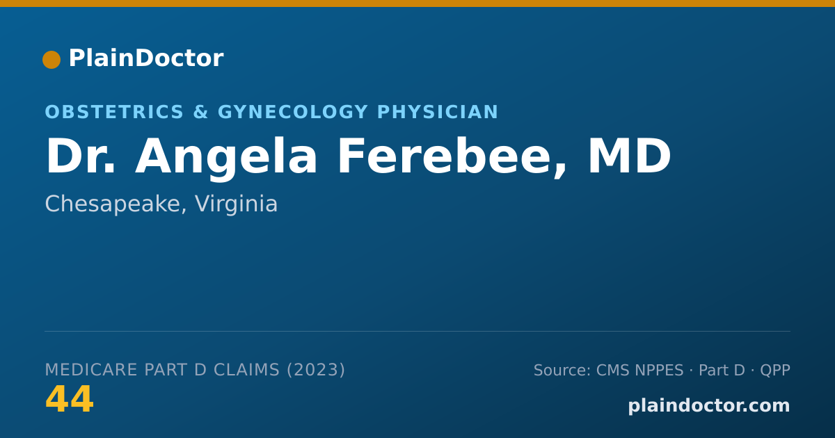 Shareable card for Angela Ferebee, MD - Obstetrics & Gynecology Physician, Chesapeake, VA
