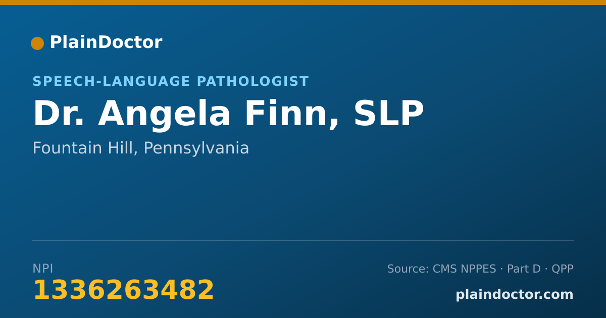 Shareable card for Angela Finn, SLP - Speech-Language Pathologist, Fountain Hill, PA