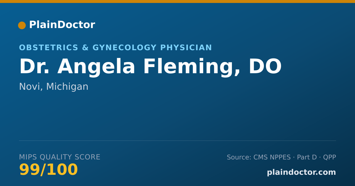 Shareable card for Angela Fleming, DO - Obstetrics & Gynecology Physician, Novi, MI