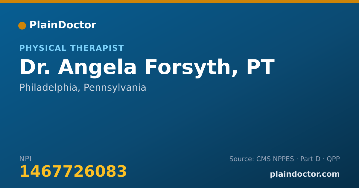 Shareable card for Angela Forsyth, PT - Physical Therapist, Philadelphia, PA